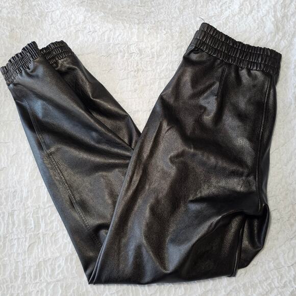 SPANX Faux Leather Black joggers sz large - Picture 4 of 5